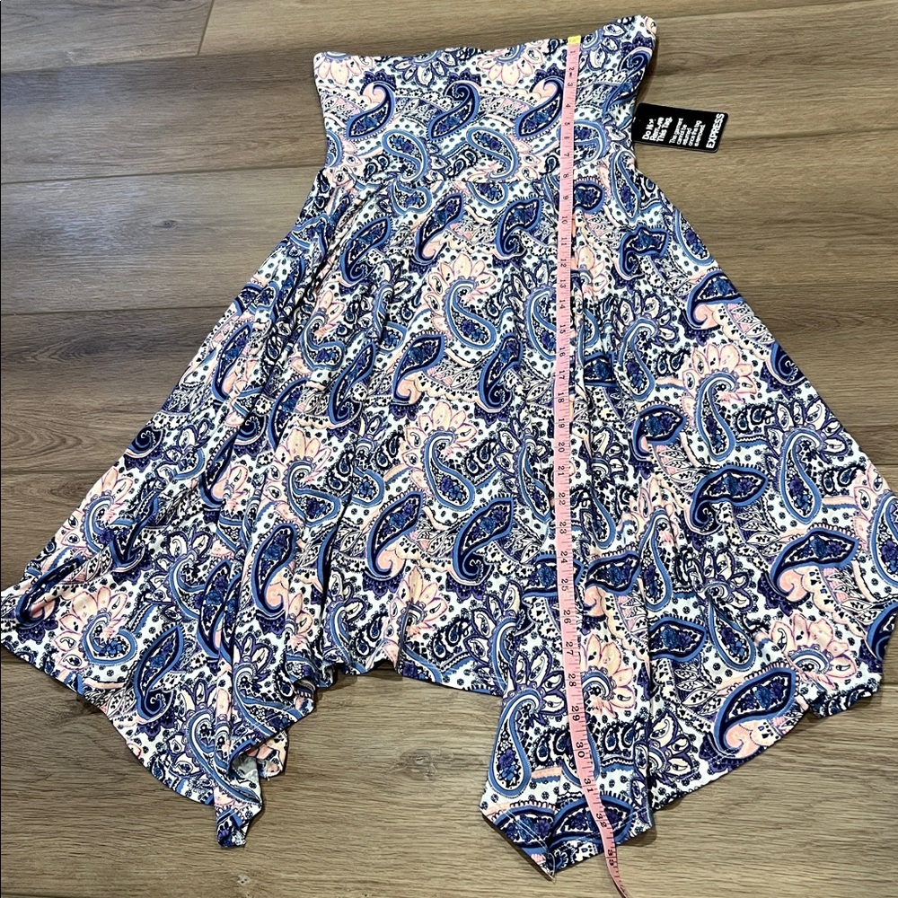 Express Paisley Asymmetrical Handkerchief Paisley Strapless Dress Size Small - Picture 4 of 14